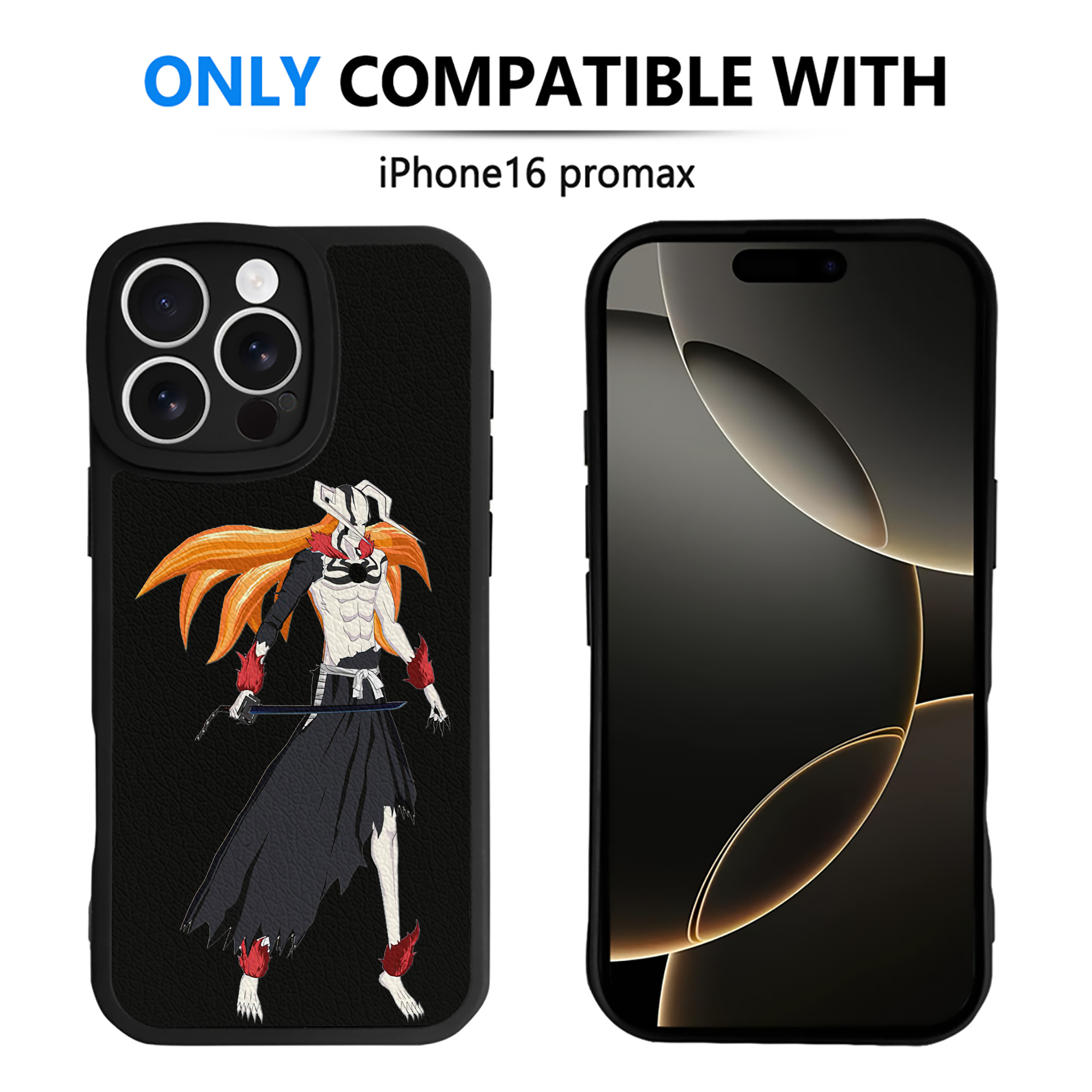 ブリーチ 黒崎一護（くろさき いちご）BLEACH Kurosaki Ichigo 【iPhone 16シリーズ対応】シリコンスマホケース（レザー調） 材質：シリコン